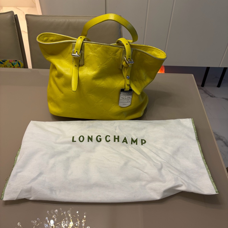 Longchamp 嫩黃色牛皮肩背包-0