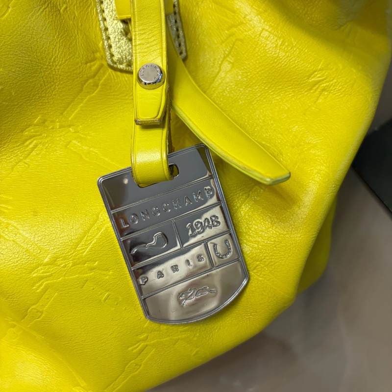 Longchamp 嫩黃色牛皮肩背包-6