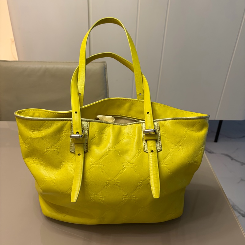 Longchamp 嫩黃色牛皮肩背包-8