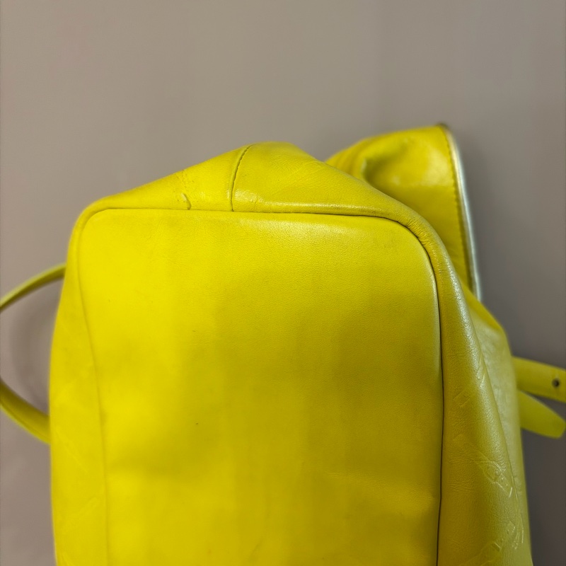 Longchamp 嫩黃色牛皮肩背包-9