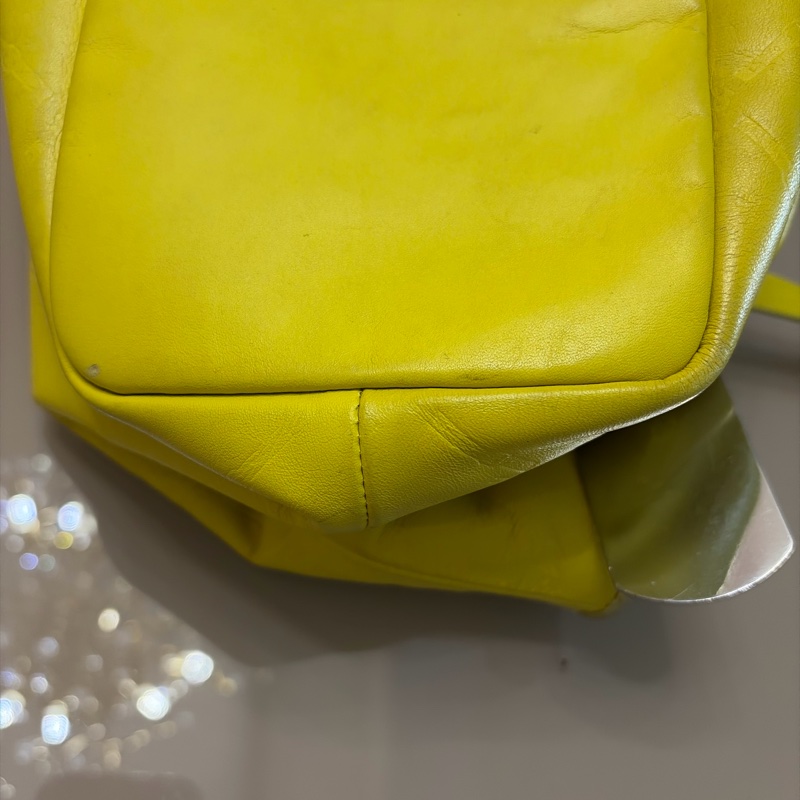 Longchamp 嫩黃色牛皮肩背包-10