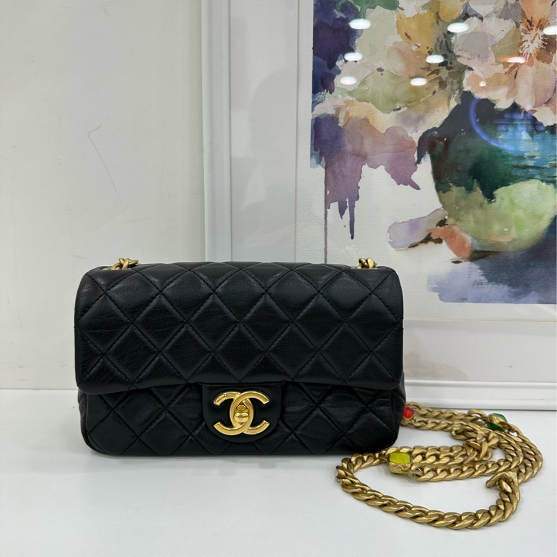 Chanel 香奈兒五彩寶石鏈 黑色羊皮大mini 「薩諾斯」同款配色 30開有卡-1