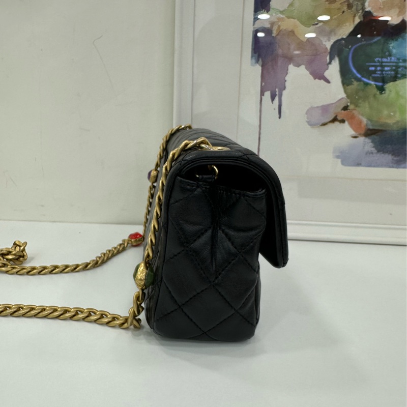 Chanel 香奈兒五彩寶石鏈 黑色羊皮大mini 「薩諾斯」同款配色 30開有卡-2