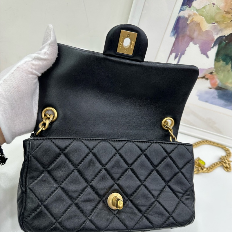 Chanel 香奈兒五彩寶石鏈 黑色羊皮大mini 「薩諾斯」同款配色 30開有卡-6