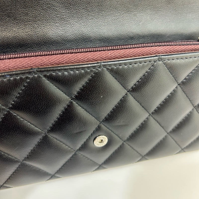 香奈兒經典長夾CHANEL黑銀羊皮COCO下蓋長夾AP0241-11