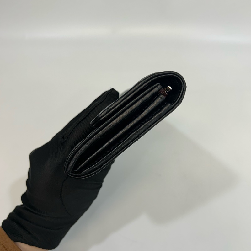 香奈兒經典長夾CHANEL黑銀羊皮COCO下蓋長夾AP0241-15