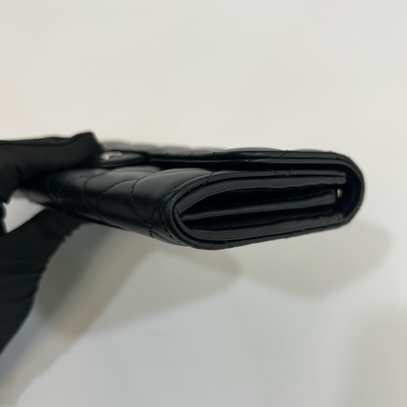 香奈兒經典長夾CHANEL黑銀羊皮COCO下蓋長夾AP0241-18