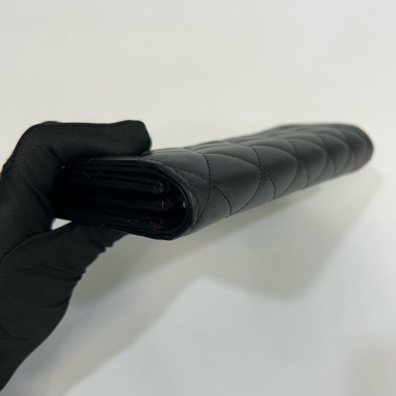 香奈兒經典長夾CHANEL黑銀羊皮COCO下蓋長夾AP0241-19