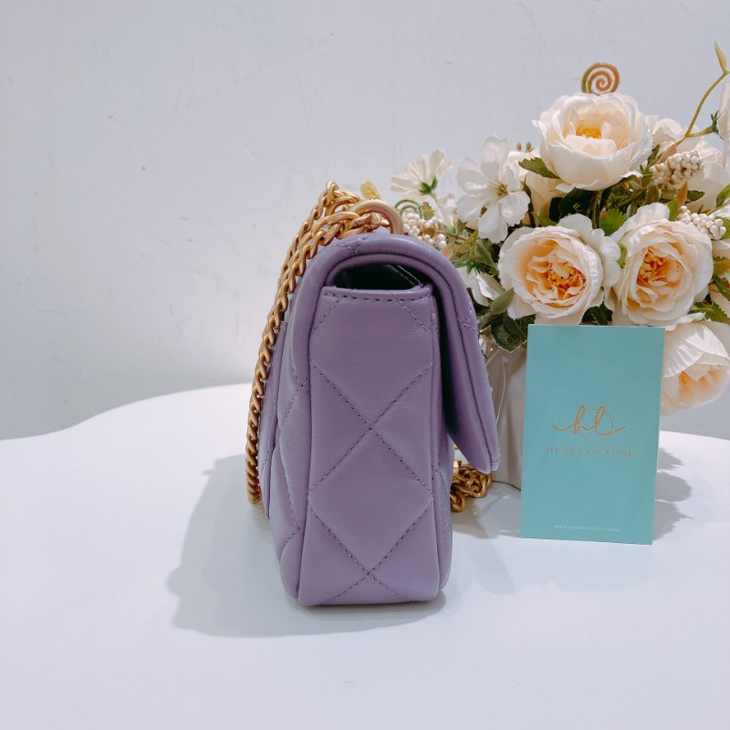 TW4727	Chanel 香奈兒迷你翻蓋式鍊帶包包Mini Classic Flap Bag 18cm Calfskin Purple-3