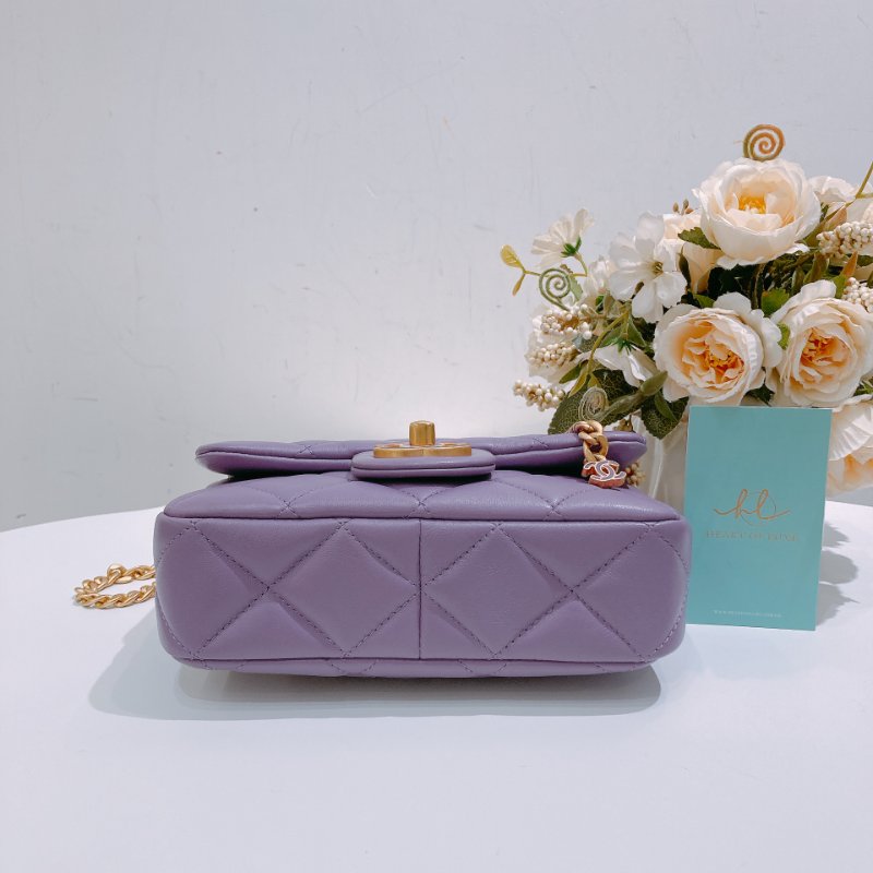 TW4727	Chanel 香奈兒迷你翻蓋式鍊帶包包Mini Classic Flap Bag 18cm Calfskin Purple-4