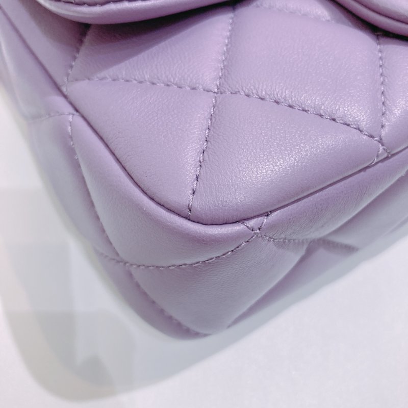 TW4727	Chanel 香奈兒迷你翻蓋式鍊帶包包Mini Classic Flap Bag 18cm Calfskin Purple-5