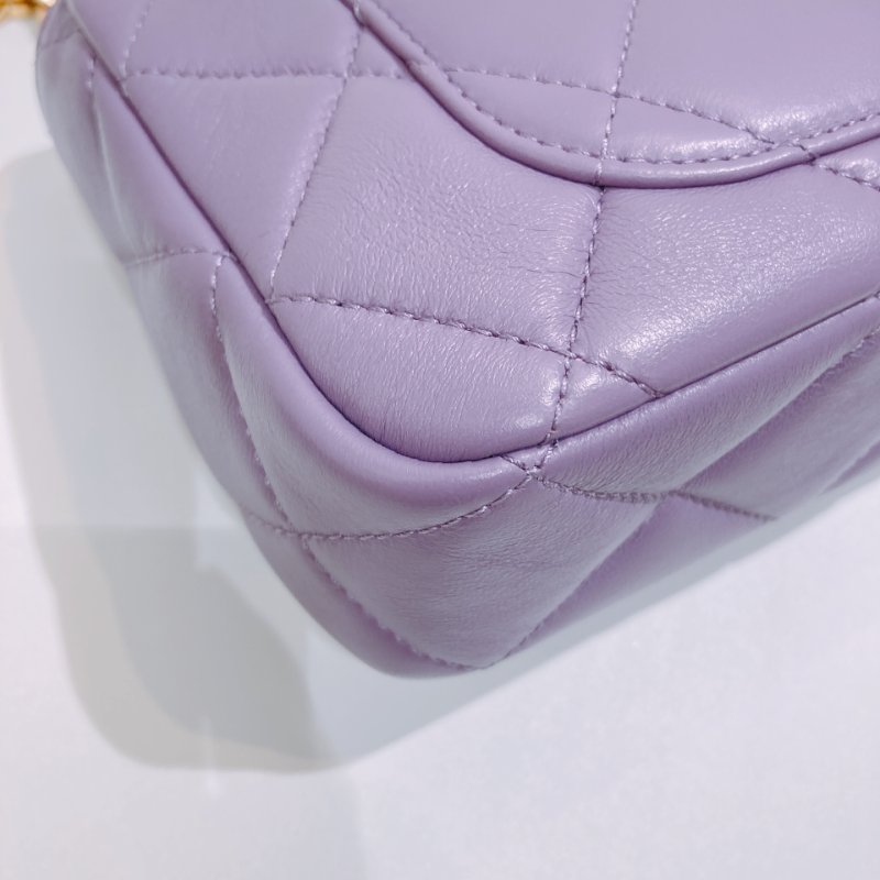 TW4727	Chanel 香奈兒迷你翻蓋式鍊帶包包Mini Classic Flap Bag 18cm Calfskin Purple-7