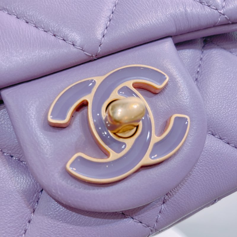 TW4727	Chanel 香奈兒迷你翻蓋式鍊帶包包Mini Classic Flap Bag 18cm Calfskin Purple-9