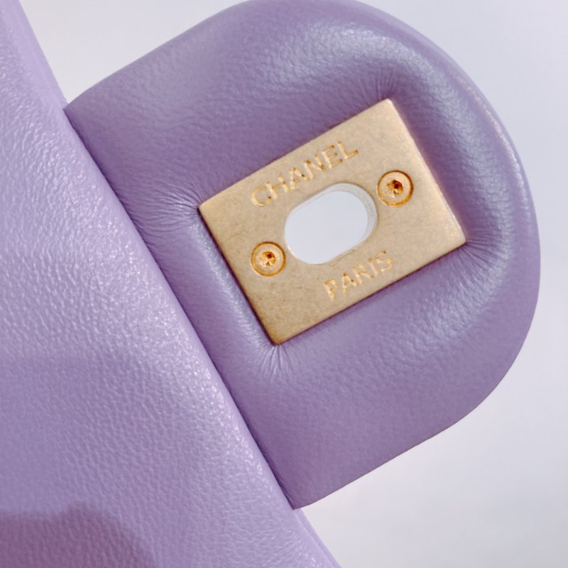 TW4727	Chanel 香奈兒迷你翻蓋式鍊帶包包Mini Classic Flap Bag 18cm Calfskin Purple-11