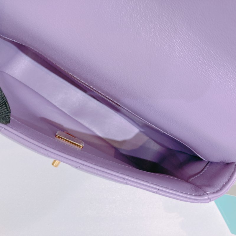 TW4727	Chanel 香奈兒迷你翻蓋式鍊帶包包Mini Classic Flap Bag 18cm Calfskin Purple-12