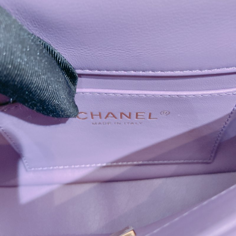 TW4727	Chanel 香奈兒迷你翻蓋式鍊帶包包Mini Classic Flap Bag 18cm Calfskin Purple-13