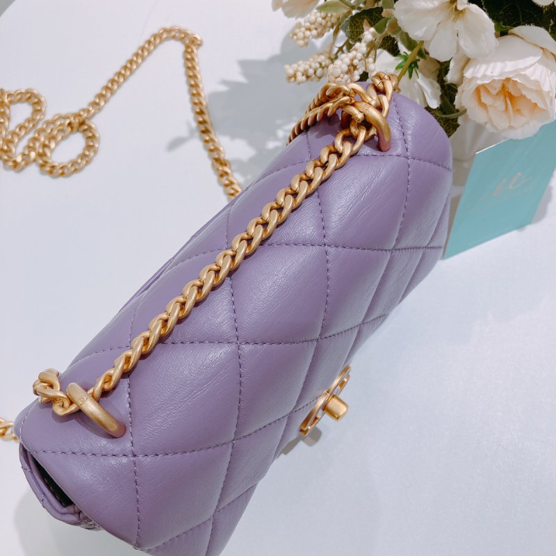 TW4727	Chanel 香奈兒迷你翻蓋式鍊帶包包Mini Classic Flap Bag 18cm Calfskin Purple-17