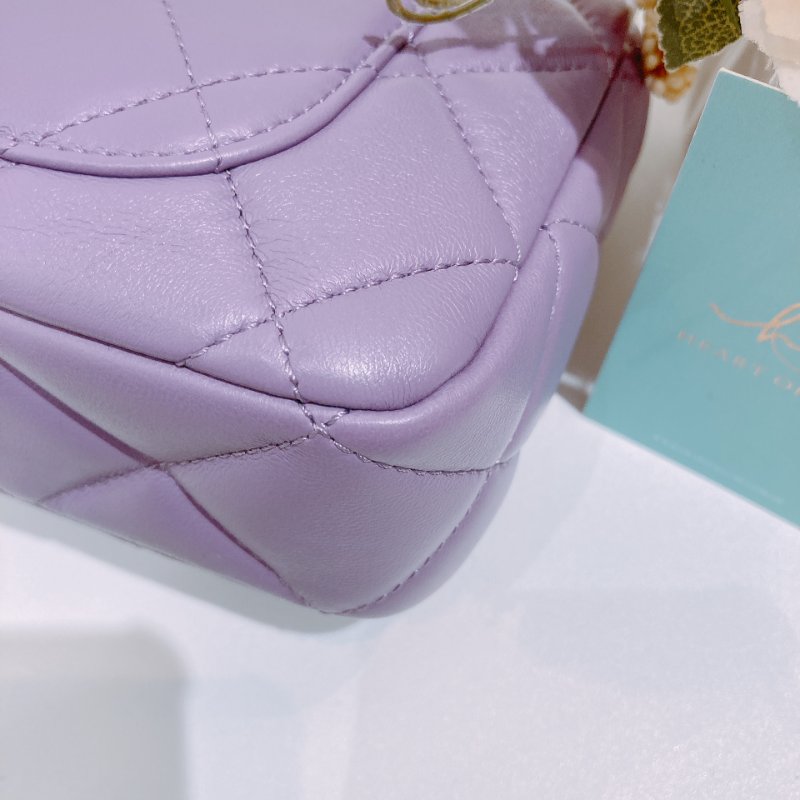 TW4727	Chanel 香奈兒迷你翻蓋式鍊帶包包Mini Classic Flap Bag 18cm Calfskin Purple-24