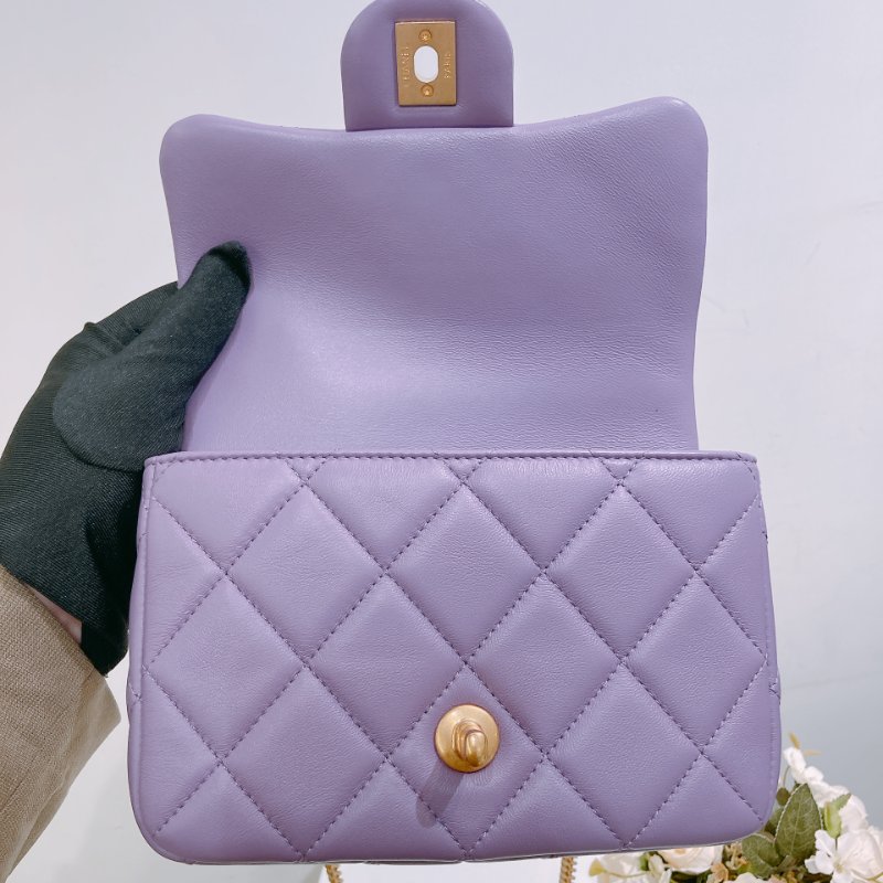 TW4727	Chanel 香奈兒迷你翻蓋式鍊帶包包Mini Classic Flap Bag 18cm Calfskin Purple-26