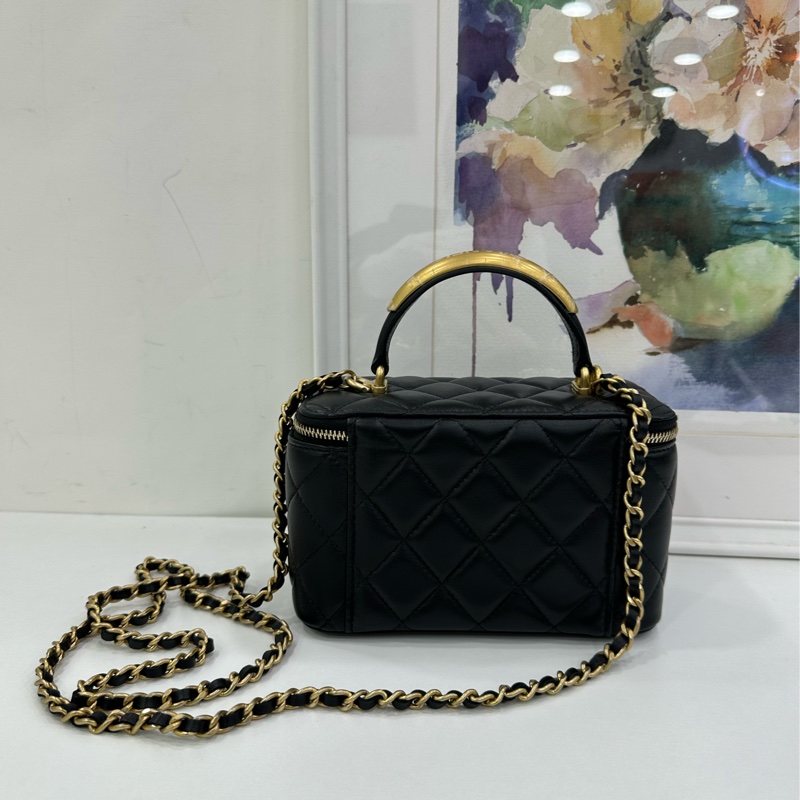 Chanel 香奈兒 22B金屬手柄 長盒子化妝盒帶鏡子 晶片款 copy單 全新 尺寸：16*9.5*11-2