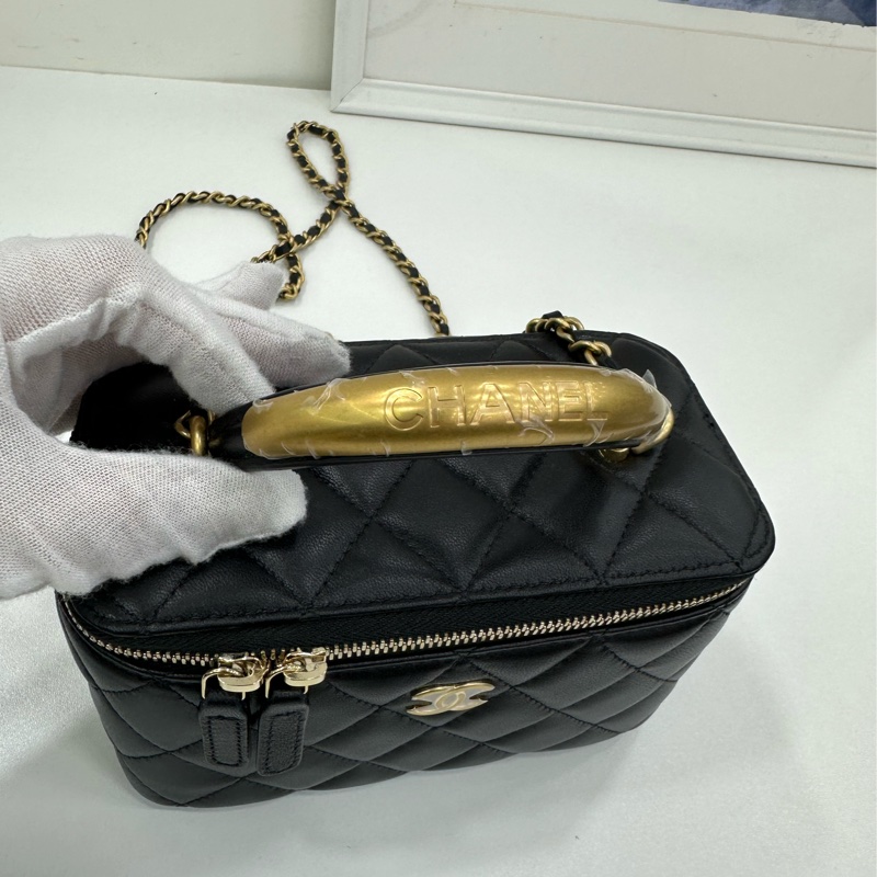 Chanel 香奈兒 22B金屬手柄 長盒子化妝盒帶鏡子 晶片款 copy單 全新 尺寸：16*9.5*11-5