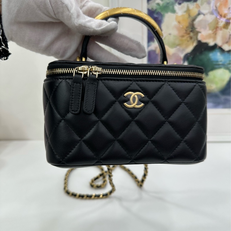 Chanel 香奈兒 22B金屬手柄 長盒子化妝盒帶鏡子 晶片款 copy單 全新 尺寸：16*9.5*11-6