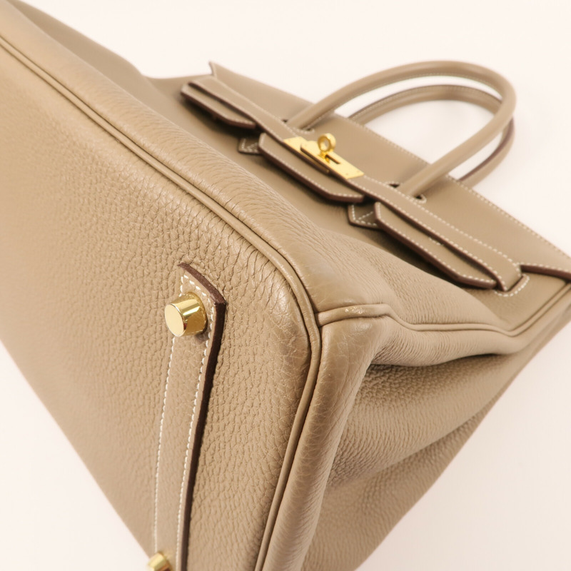 HERMES Togo皮革Birkin 35金扣手挽袋Etoupe-5
