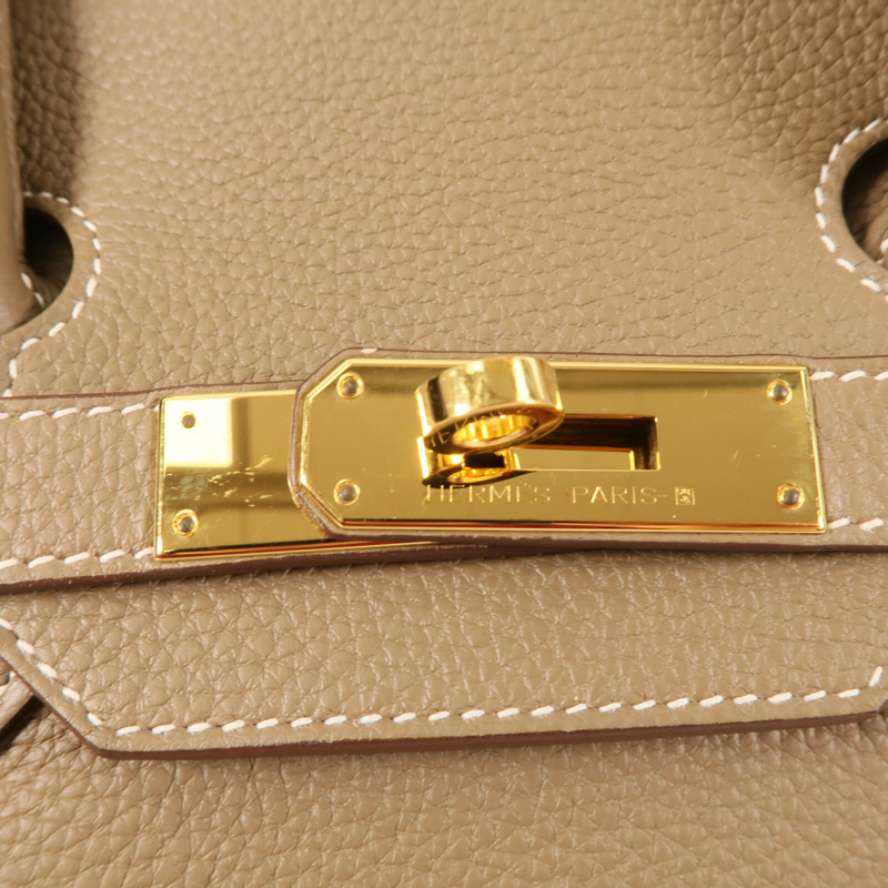 HERMES Togo皮革Birkin 35金扣手挽袋Etoupe-9