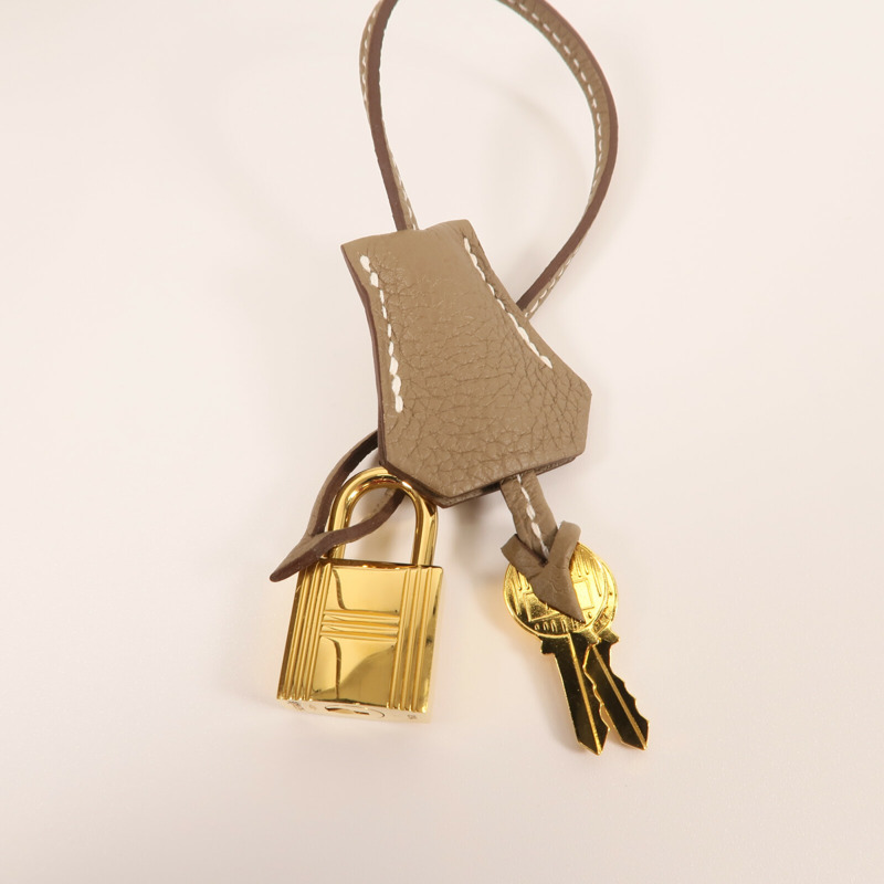 HERMES Togo皮革Birkin 35金扣手挽袋Etoupe-11