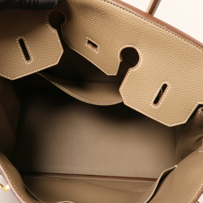 HERMES Togo皮革Birkin 35金扣手挽袋Etoupe-12