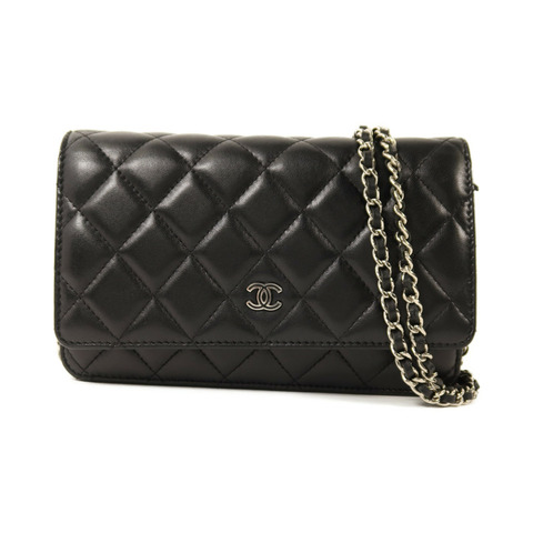 CHANEL 羊皮皮革WOC Wallet On Chain銀扣鏈帶肩背袋