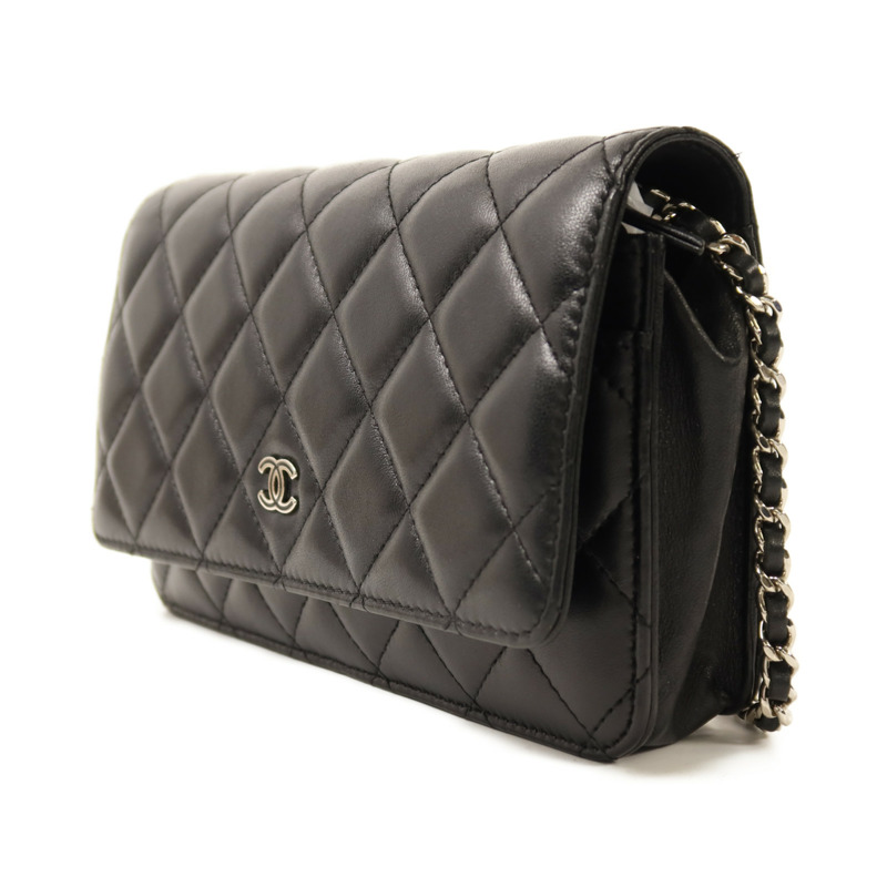 CHANEL 羊皮皮革WOC Wallet On Chain銀扣鏈帶肩背袋-2