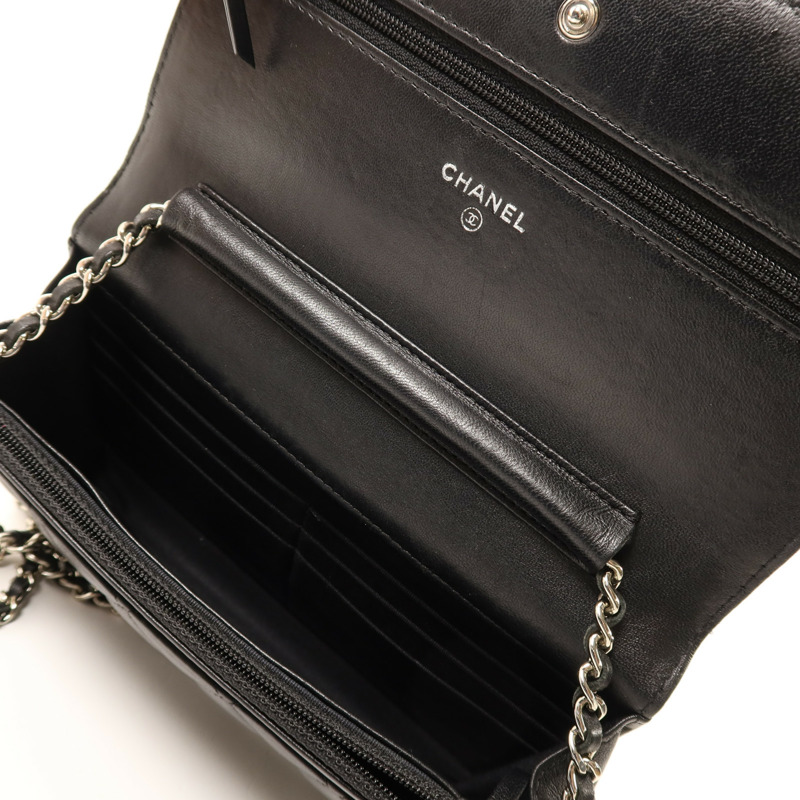 CHANEL 羊皮皮革WOC Wallet On Chain銀扣鏈帶肩背袋-4