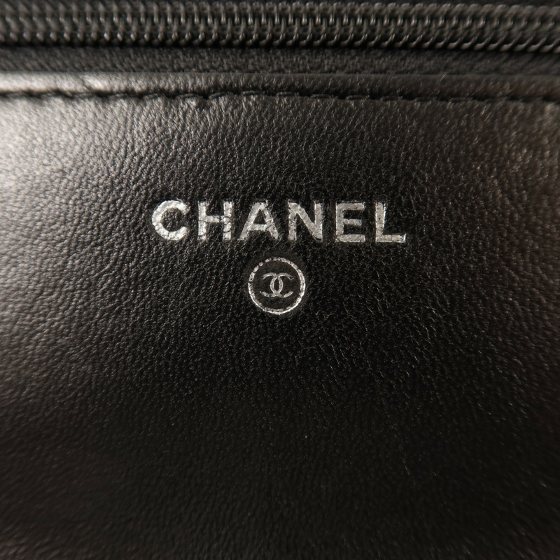 CHANEL 羊皮皮革WOC Wallet On Chain銀扣鏈帶肩背袋-5