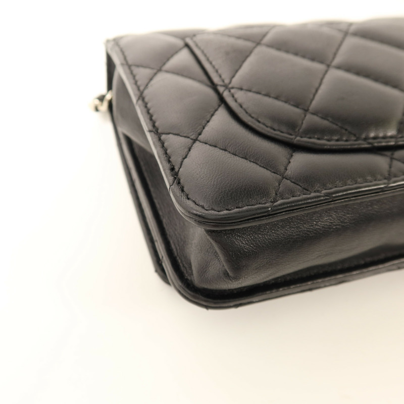 CHANEL 羊皮皮革WOC Wallet On Chain銀扣鏈帶肩背袋-13