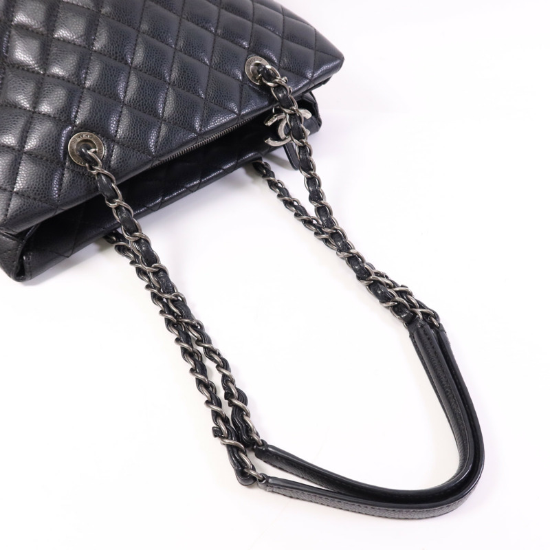 CHANEL 牛皮皮革Tote Bag銀扣鏈帶手挽袋-8