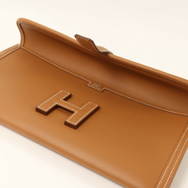 HERMES Swift皮革Jige Elan 29手拿包Gold-13