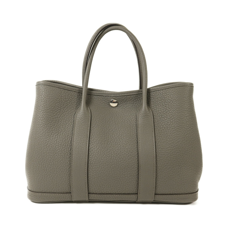 HERMES Negonda皮革Garden Party TPM銀扣手挽袋Gris Meyer-1