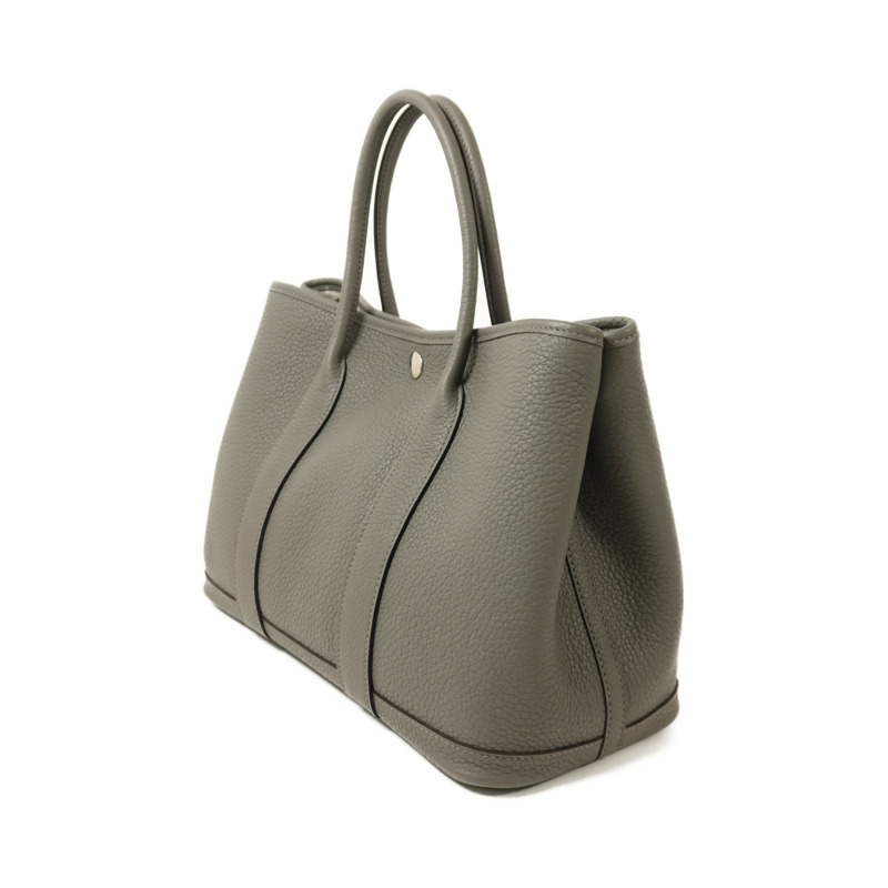 HERMES Negonda皮革Garden Party TPM銀扣手挽袋Gris Meyer-2