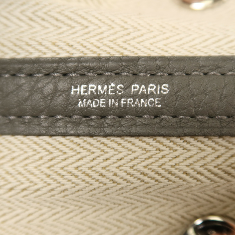 HERMES Negonda皮革Garden Party TPM銀扣手挽袋Gris Meyer-5