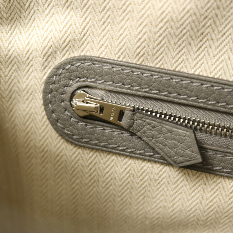 HERMES Negonda皮革Garden Party TPM銀扣手挽袋Gris Meyer-7