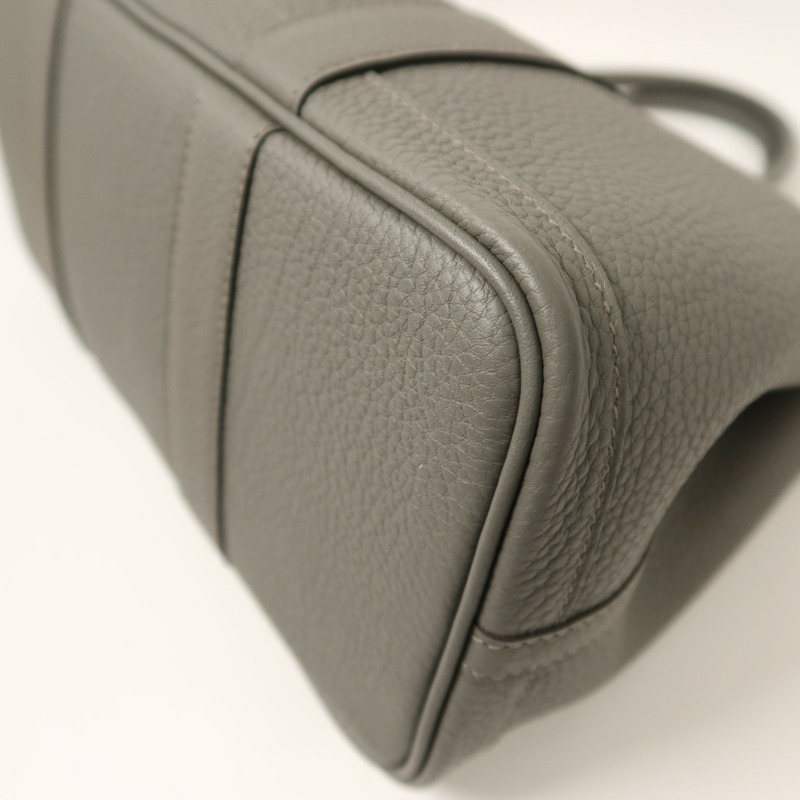 HERMES Negonda皮革Garden Party TPM銀扣手挽袋Gris Meyer-11