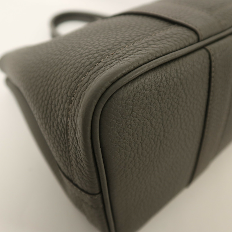 HERMES Negonda皮革Garden Party TPM銀扣手挽袋Gris Meyer-12