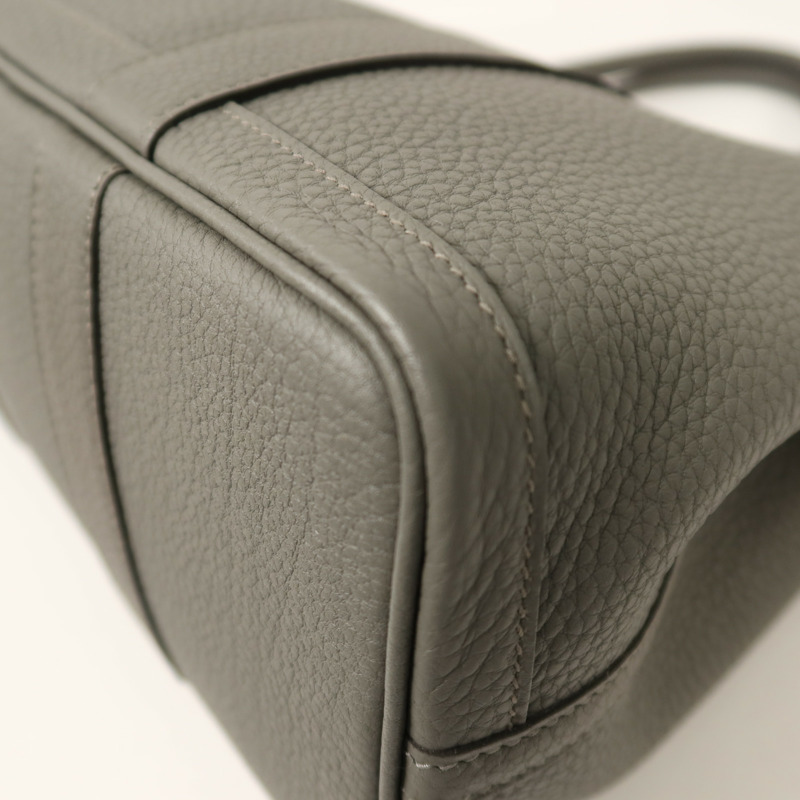 HERMES Negonda皮革Garden Party TPM銀扣手挽袋Gris Meyer-13
