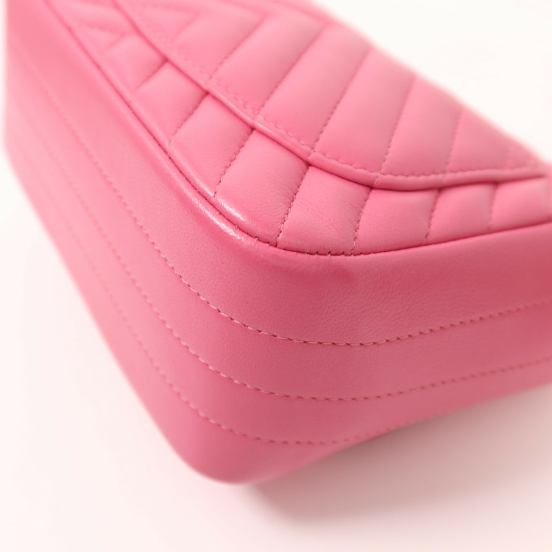 CHANEL 羊皮皮革Mini Classic 17金扣鏈帶肩背袋-13