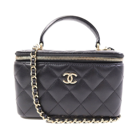 CHANEL 羊皮皮革Vanity Case金扣鏈帶肩背袋
