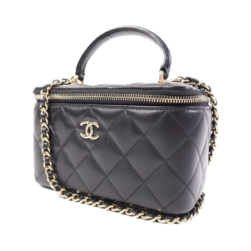 CHANEL 羊皮皮革Vanity Case金扣鏈帶肩背袋-2