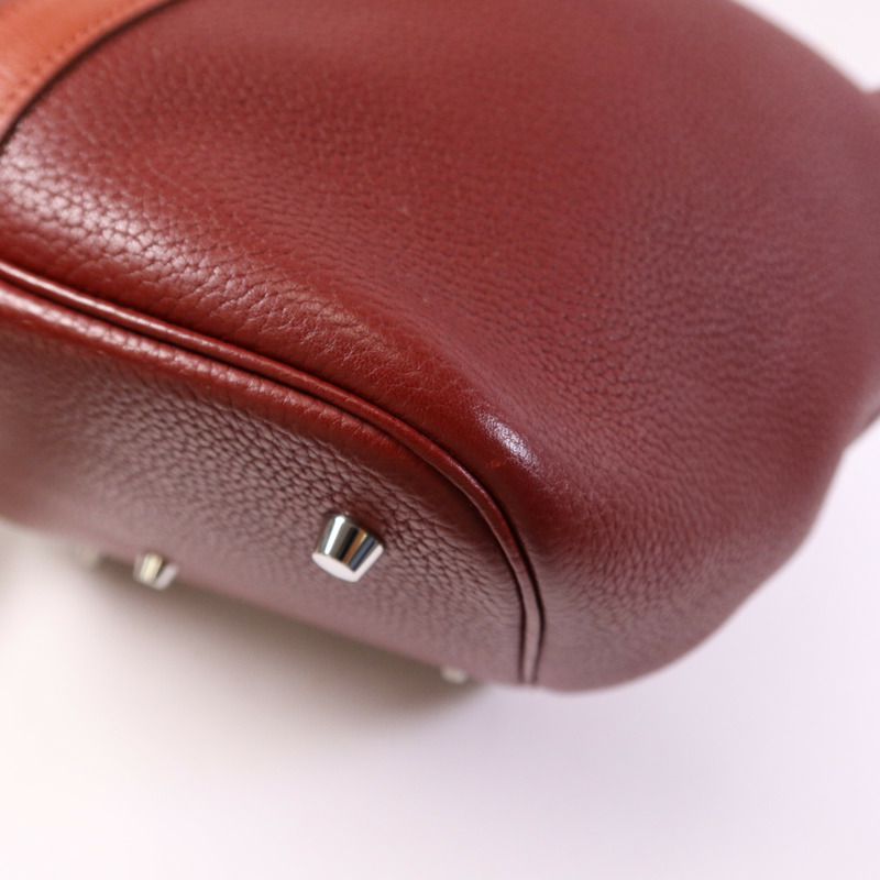 HERMES Clemence皮革Picotin GM銀扣手挽袋Rouge/Rouge Casaque-4