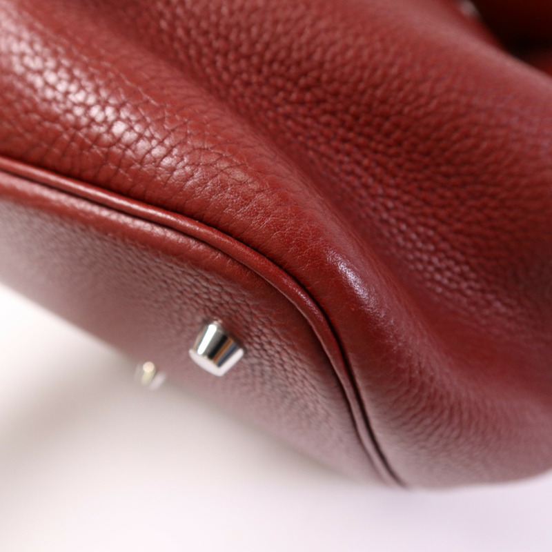 HERMES Clemence皮革Picotin GM銀扣手挽袋Rouge/Rouge Casaque-6
