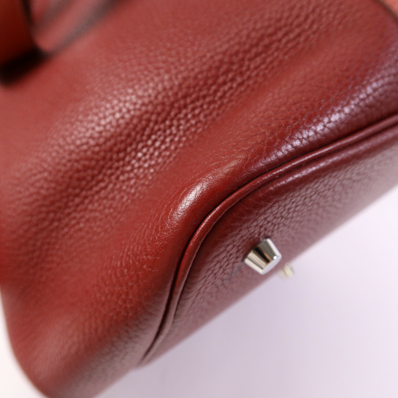 HERMES Clemence皮革Picotin GM銀扣手挽袋Rouge/Rouge Casaque-7
